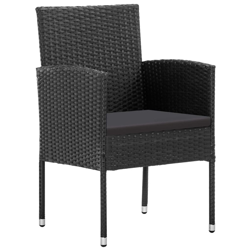 vidaXL 7 Piece Garden Dining Set Poly Rattan Black
