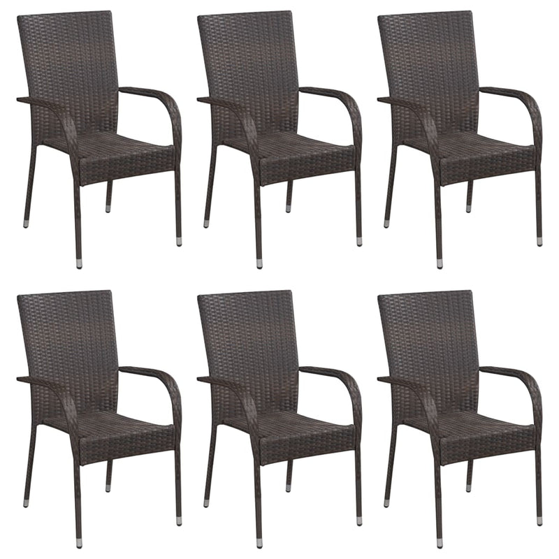 vidaXL 7 Piece Garden Dining Set Poly Rattan Brown