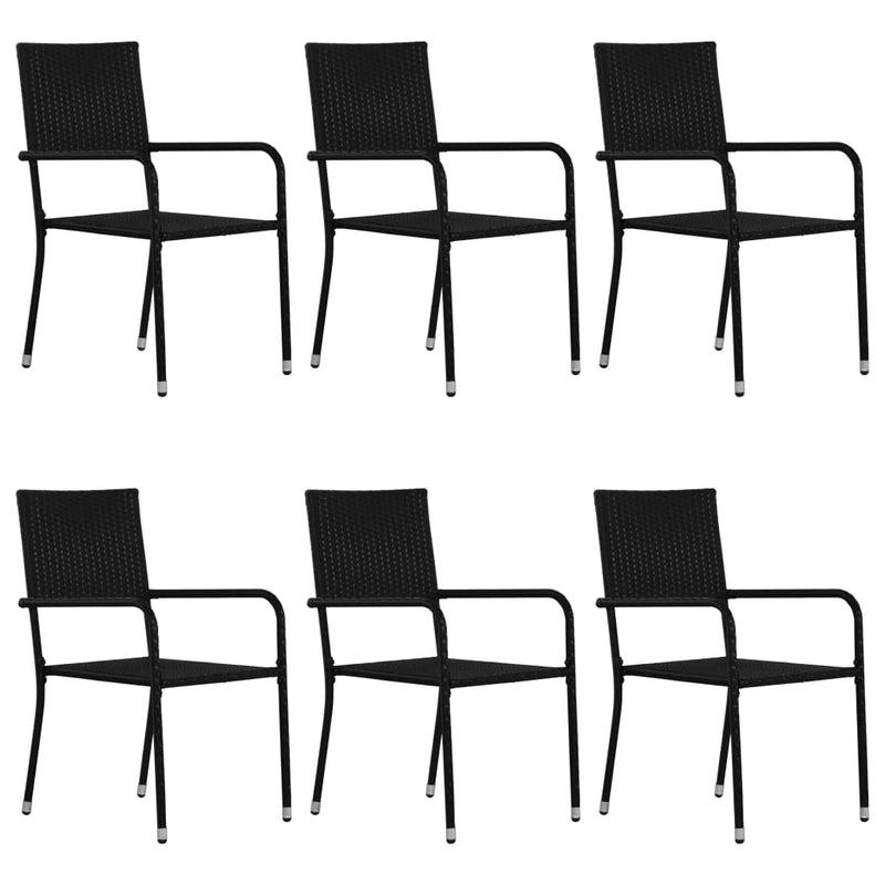 vidaXL 7 Piece Garden Dining Set Poly Rattan Black