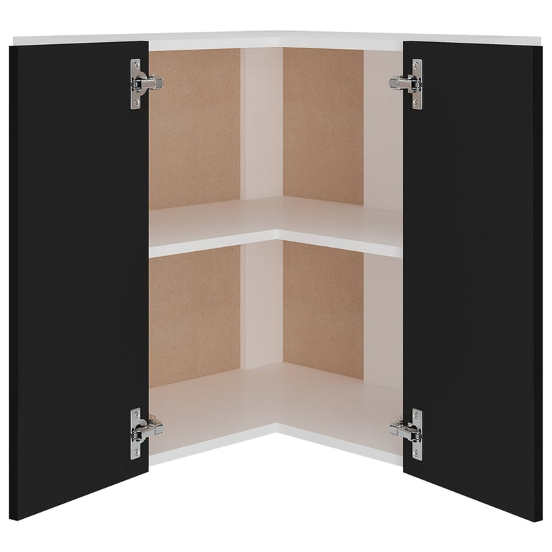 vidaXL Hanging Corner Cabinet Lyon Black 57x57x60 cm Engineered Wood