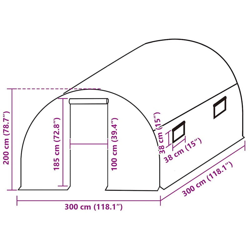 vidaXL Greenhouse Replacement Cover (9 m²) 3x3x2 m Transparent