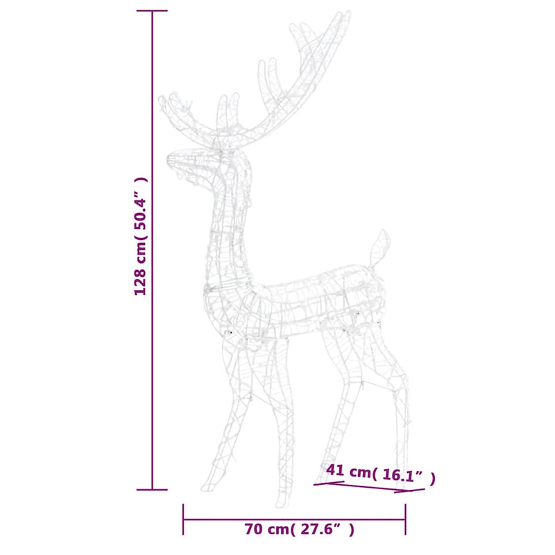 vidaXL Acrylic Reindeer Christmas Decoration 140 LEDs 120 cm Warm White