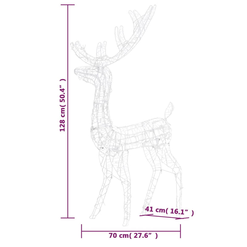 vidaXL Acrylic Reindeer Christmas Decoration 140 LEDs 120 cm Blue