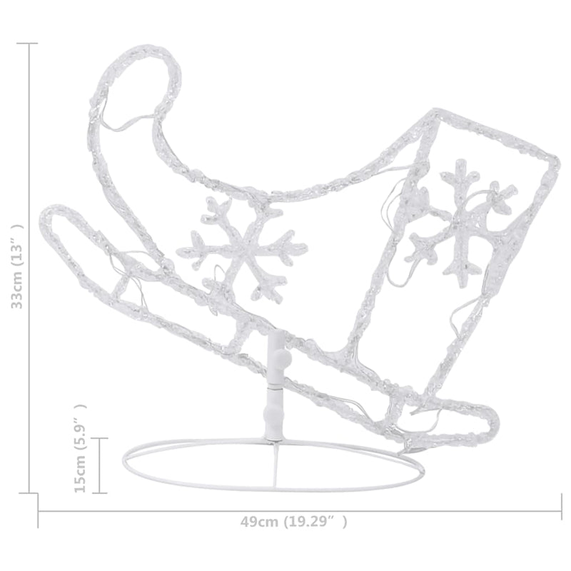 vidaXL Acrylic Christmas Flying Reindeer&Sleigh 260x21x87cm Warm White