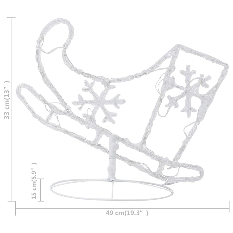 vidaXL Acrylic Christmas Flying Reindeer&Sleigh 260x21x87cm Cold White