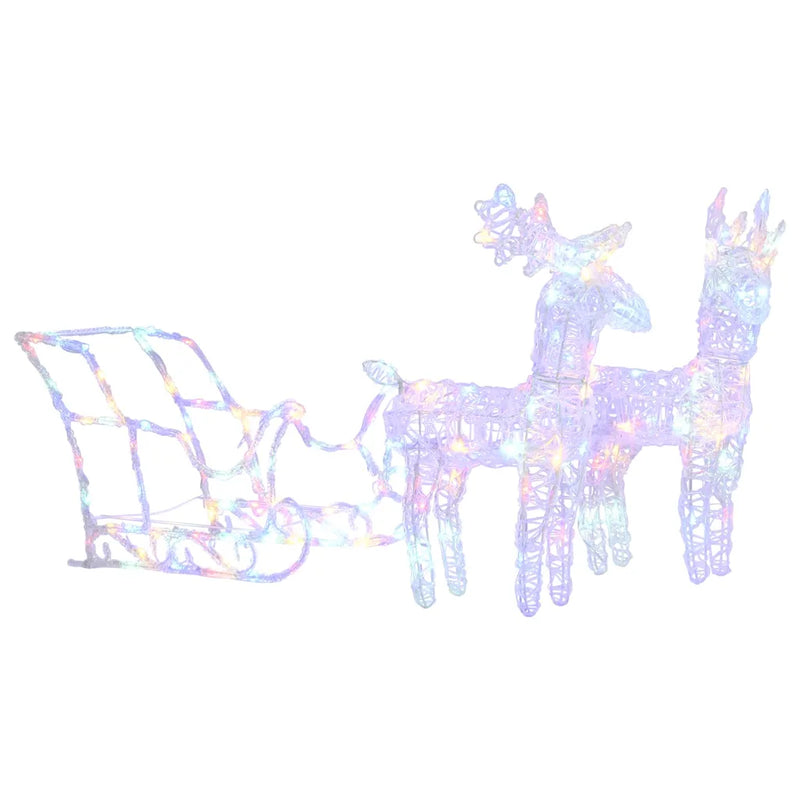 Reindeers & Sleigh Christmas Decoration 160 LEDs 130 cm Acrylic