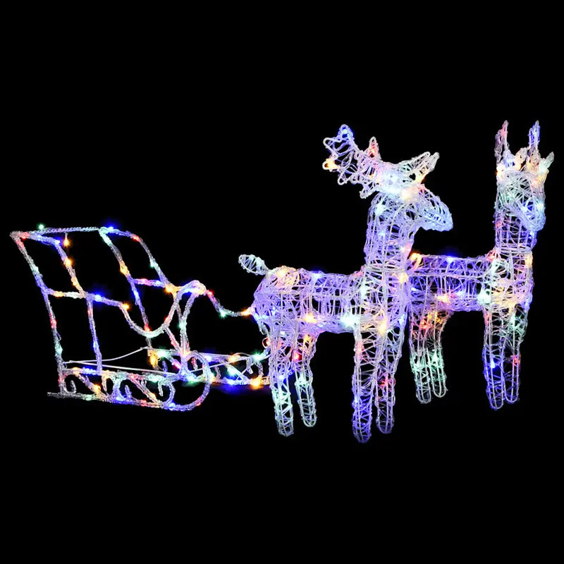 Reindeers & Sleigh Christmas Decoration 160 LEDs 130 cm Acrylic