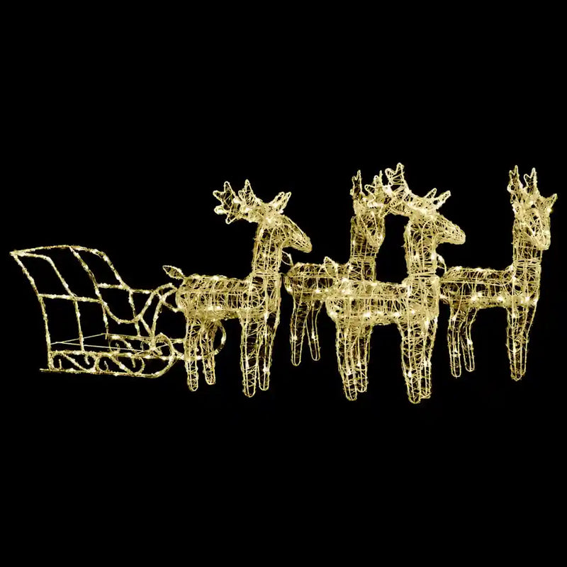 Reindeers & Sleigh Christmas Decoration 280x28x55 cm Acrylic