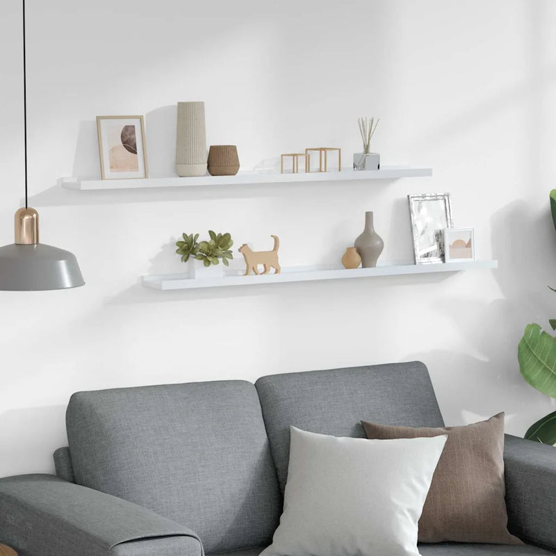 Wall Shelves 2 pcs White 100x9x3 cm