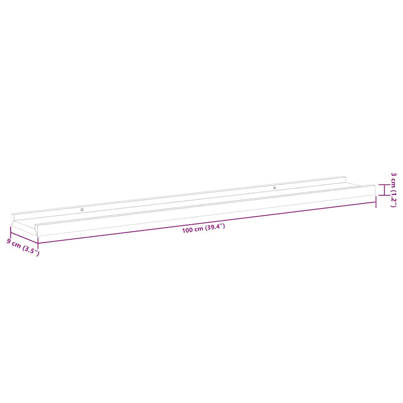 Wall Shelves 2 pcs White 100x9x3 cm