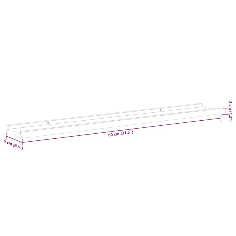 vidaXL Wall Shelves 2 pcs Sonoma Oak 80x9x3 cm