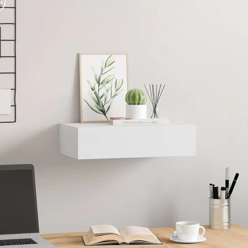 Wall-mounted Drawer Shelf White 40x23.5x10cm MDF