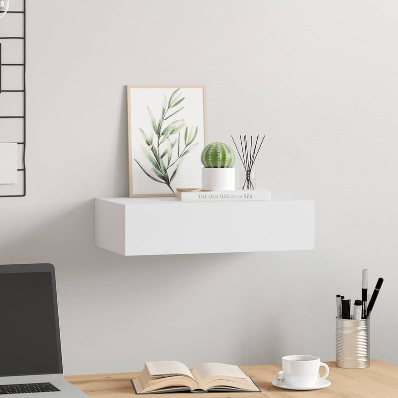 vidaXL Wall-mounted Drawer Shelf White 40x23.5x10cm MDF