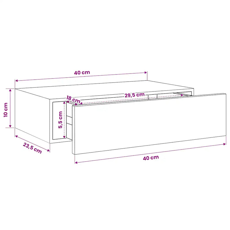 Wall-mounted Drawer Shelf White 40x23.5x10cm MDF