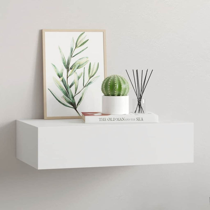 vidaXL Wall-mounted Drawer Shelf White 40x23.5x10cm MDF