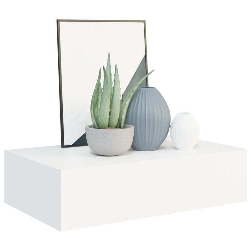 vidaXL Wall-mounted Drawer Shelves 2 pcs White 40x23.5x10 cm MDF