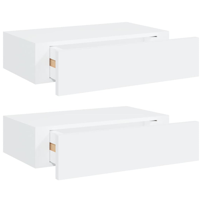 vidaXL Wall-mounted Drawer Shelves 2 pcs White 40x23.5x10 cm MDF