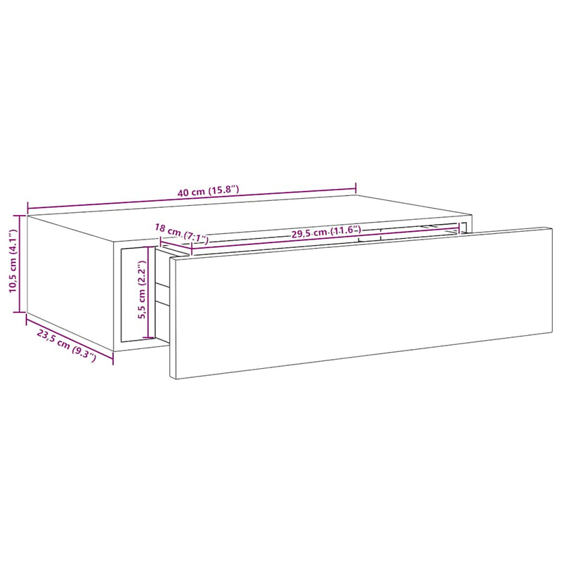 vidaXL Wall-mounted Drawer Shelves 2 pcs Black 40x23.5x10cm MDF