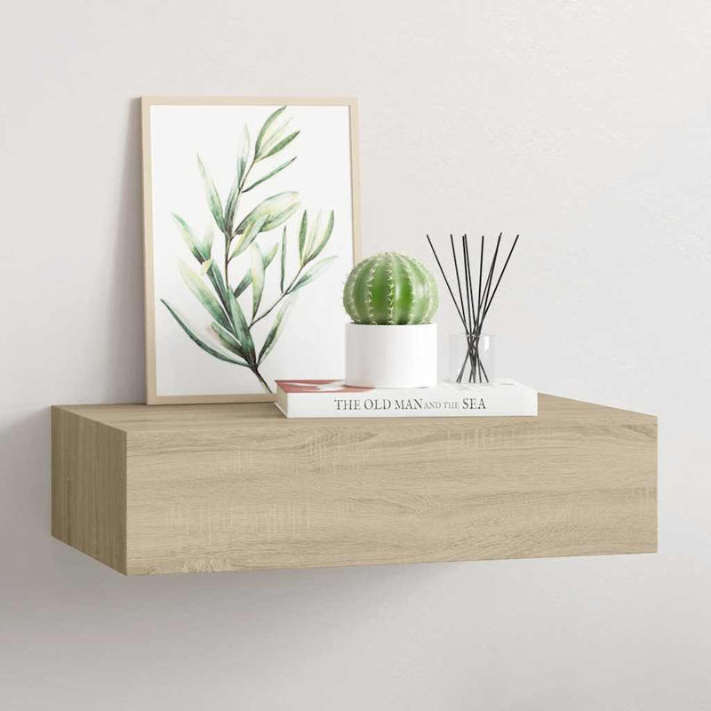 vidaXL Wall-mounted Drawer Shelf Oak 40x23.5x10cm MDF