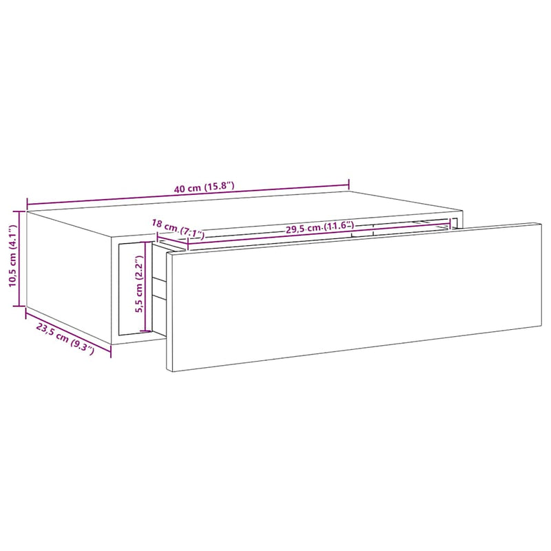 vidaXL Wall Drawer Shelves 2 pcs Oak and White 40x23.5x10cm MDF