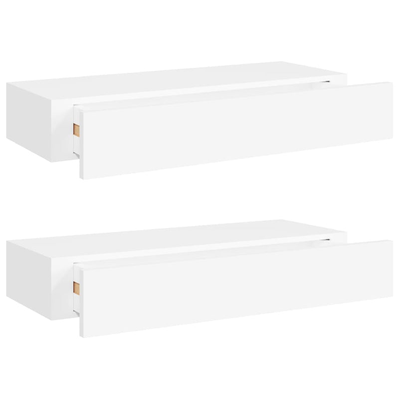 vidaXL Wall-mounted Drawer Shelves 2 pcs White 60x23.5x10cm MDF