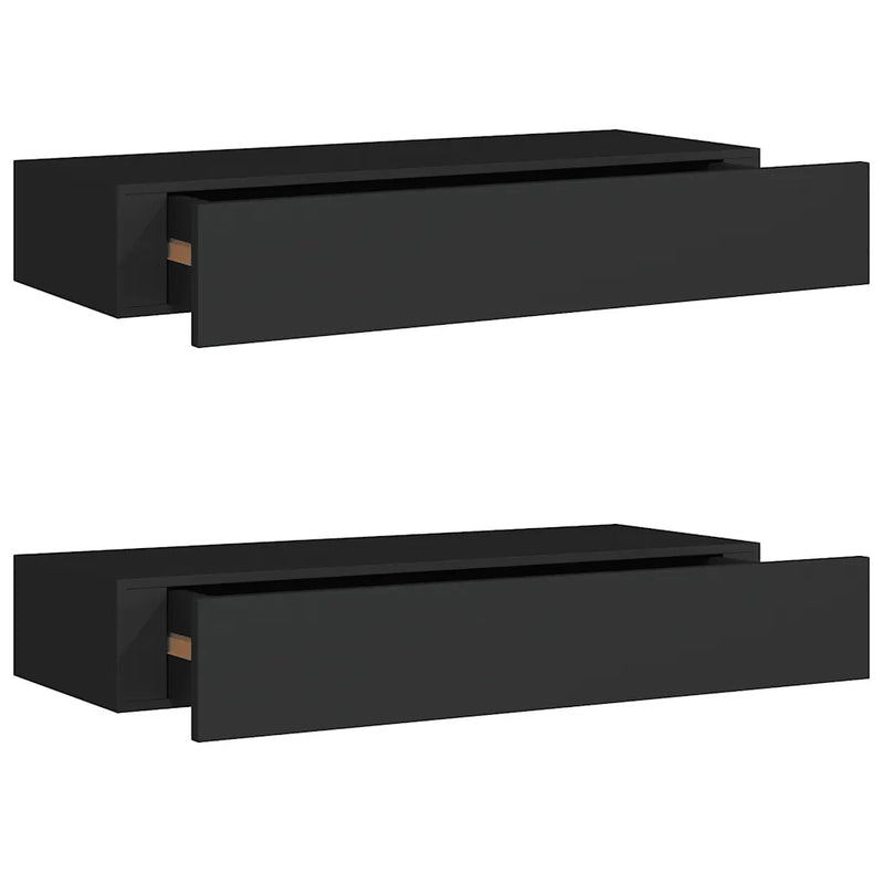Wall-mounted Drawer Shelves 2 pcs Black 60x23.5x10cm MDF