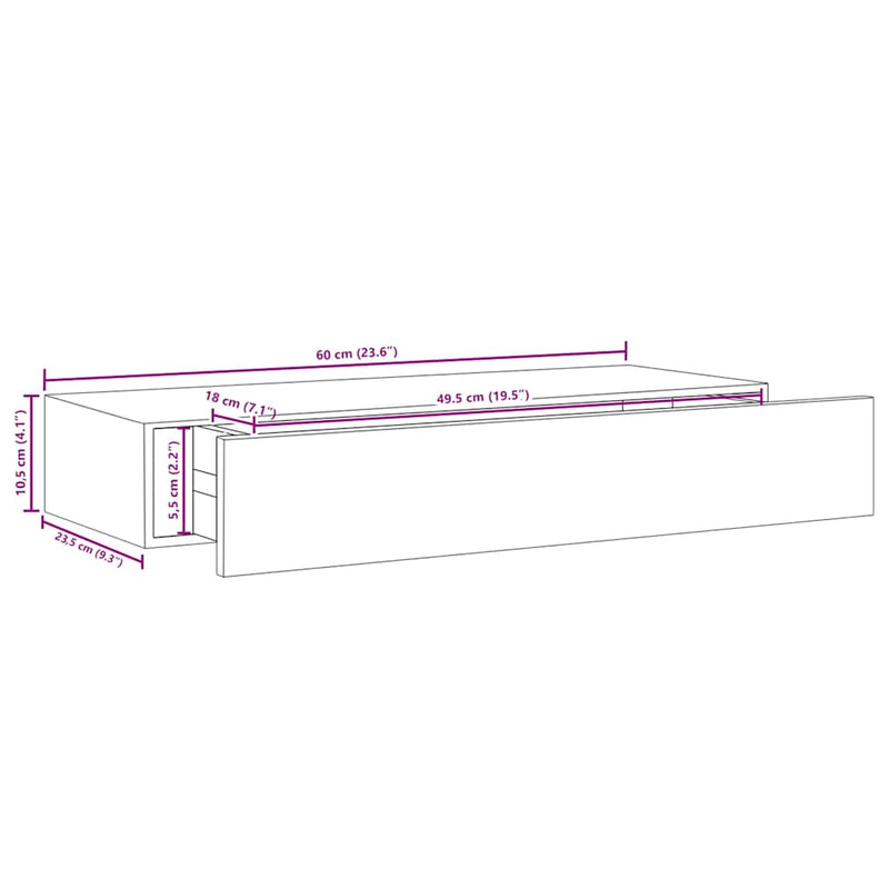 Wall-mounted Drawer Shelves 2 pcs Black 60x23.5x10cm MDF