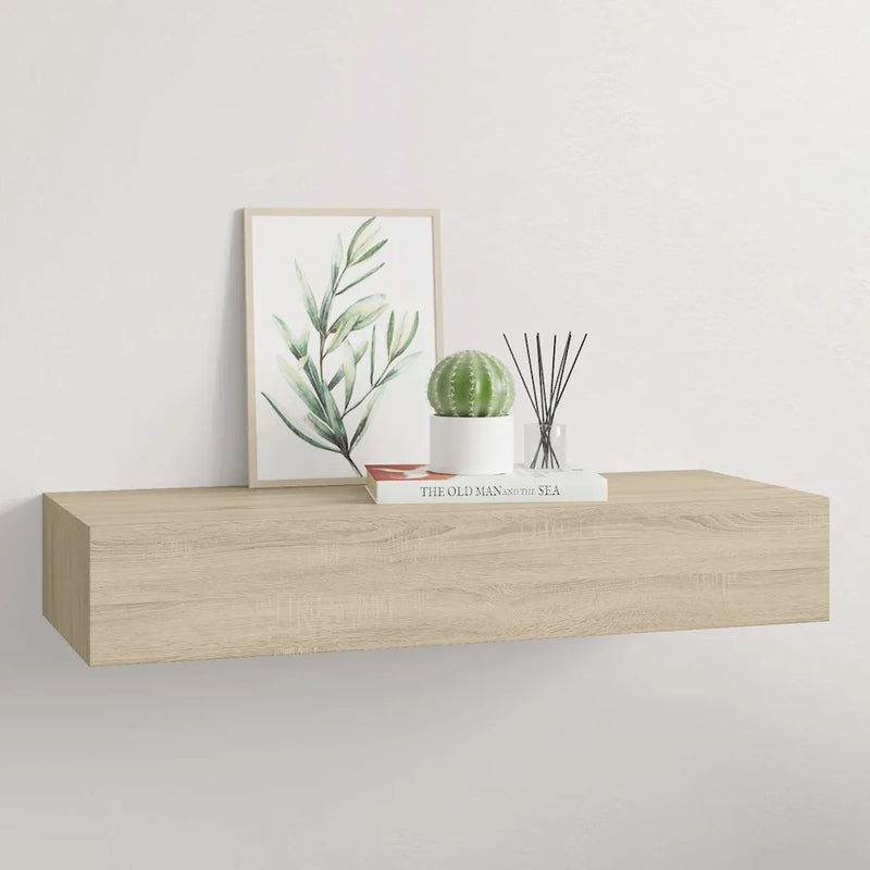 Wall-mounted Drawer Shelf Oak 60x23.5x10cm MDF