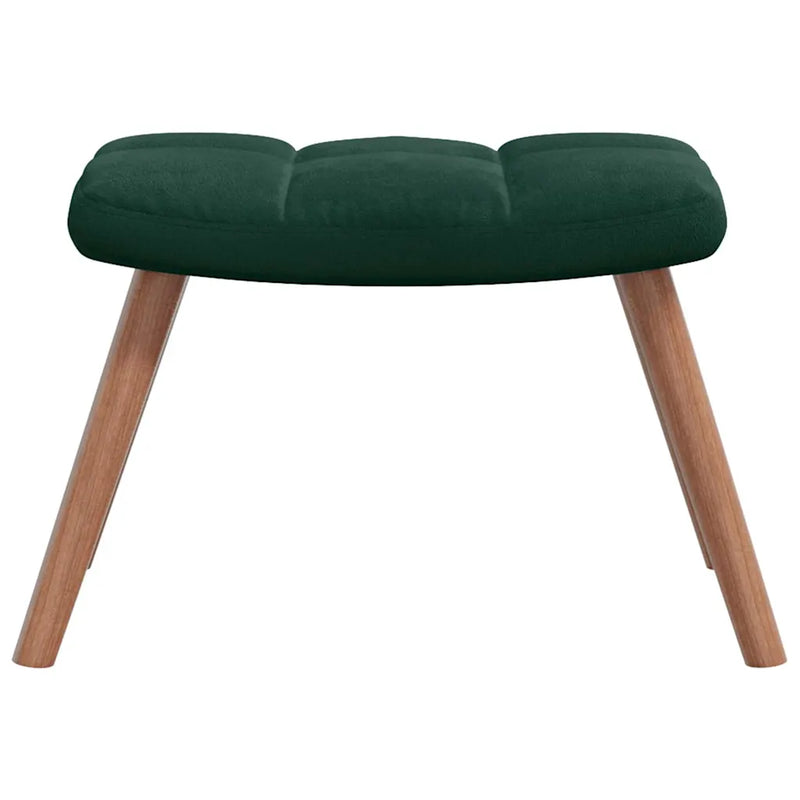 Relaxing Chair with a Stool Dark Green Velvet