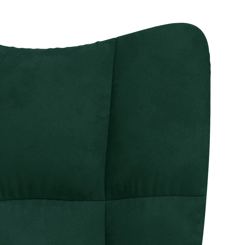 Relaxing Chair with a Stool Dark Green Velvet
