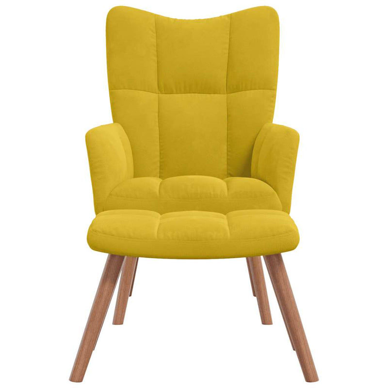 vidaXL Relaxing Chair with a Stool Mustard Yellow Velvet