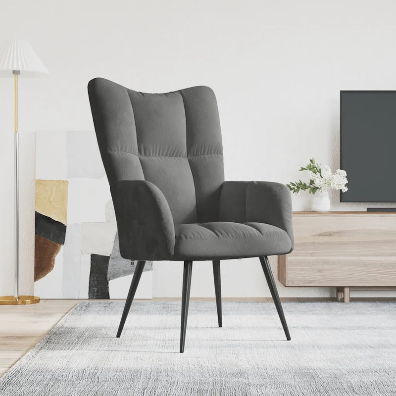 Relaxing Chair Dark Grey Velvet