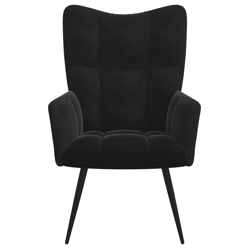 vidaXL Relaxing Chair with a Stool Black Velvet