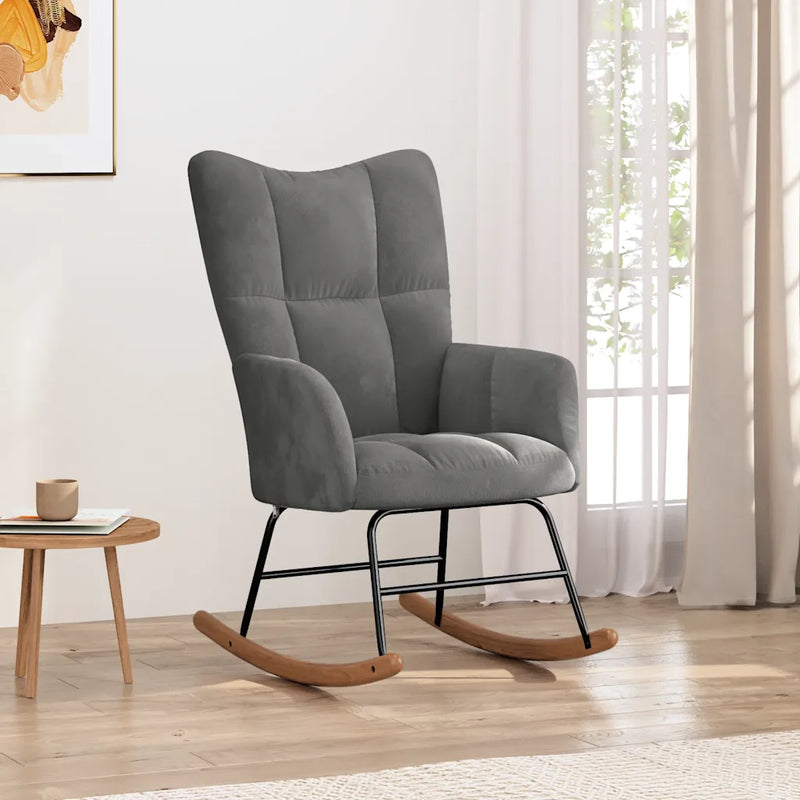 Rocking Chair Dark Grey Velvet