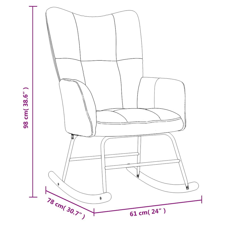 vidaXL Rocking Chair with a Stool Cream White Velvet
