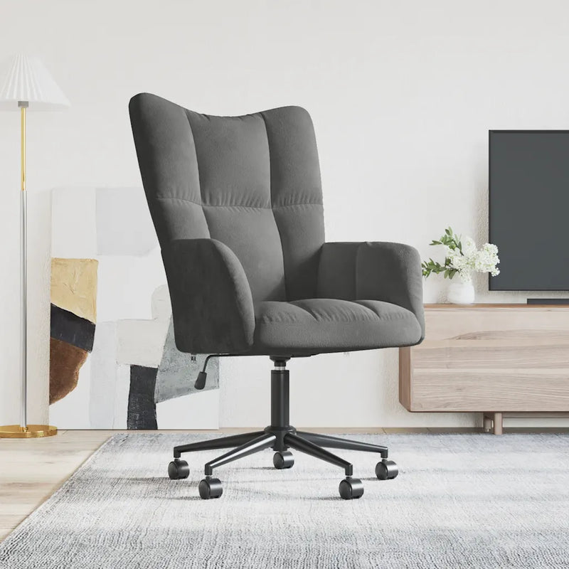 Relaxing Chair Dark Grey Velvet