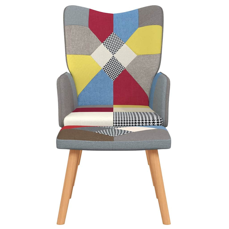 vidaXL Relaxing Chair with a Stool Patchwork Fabric