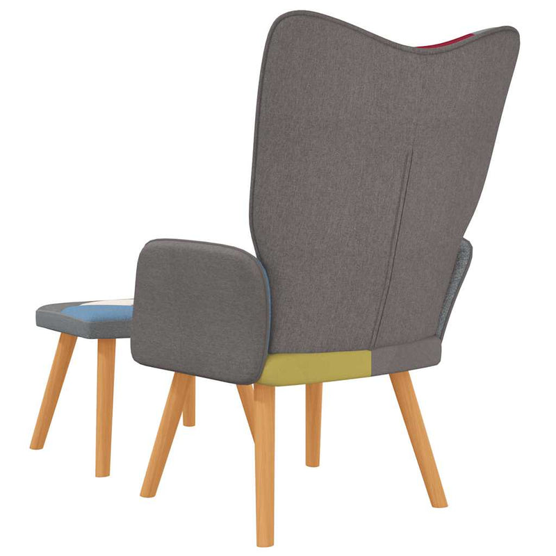 vidaXL Relaxing Chair with a Stool Patchwork Fabric
