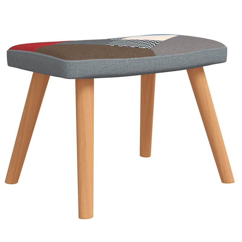 vidaXL Relaxing Chair with a Stool Patchwork Fabric
