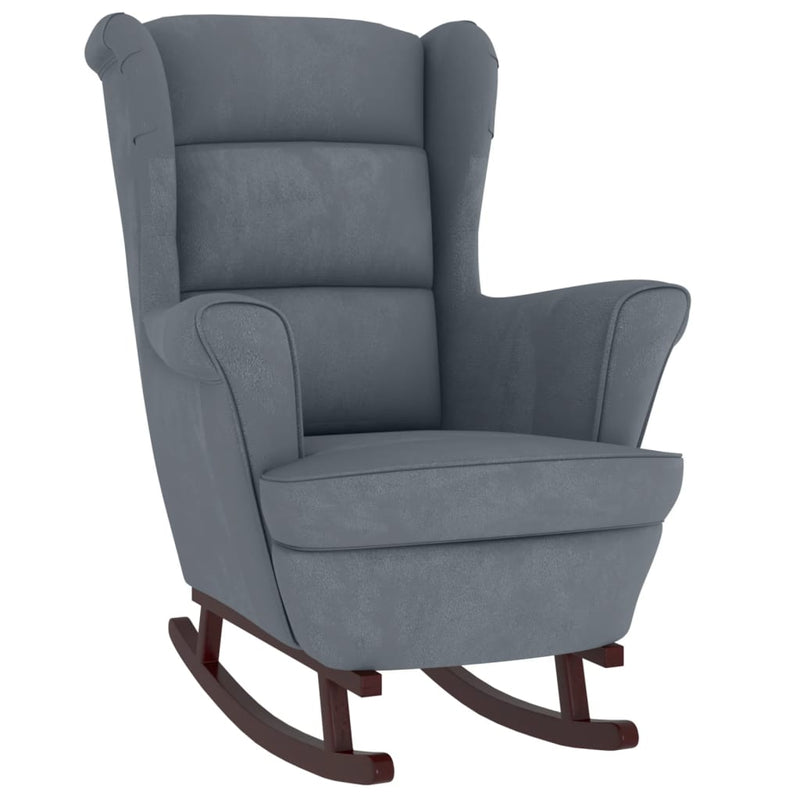 vidaXL Rocking Chair Wingback Dark Grey Velvet and Solid Wood