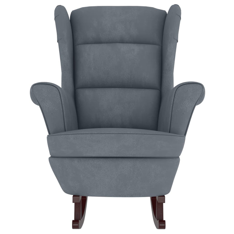 vidaXL Rocking Chair Wingback Dark Grey Velvet and Solid Wood