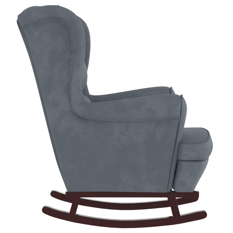 vidaXL Rocking Chair Wingback Dark Grey Velvet and Solid Wood