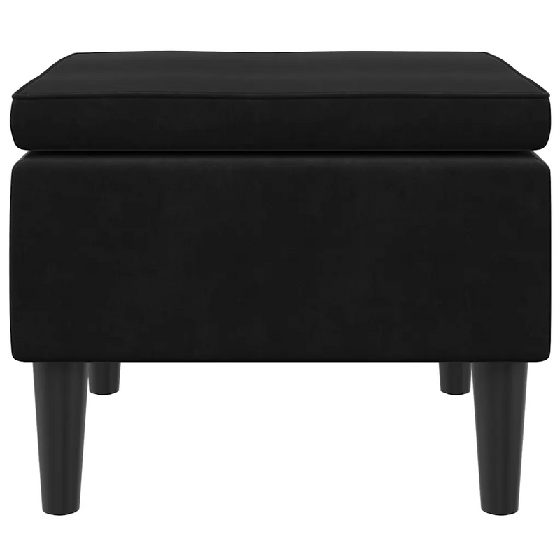 Stool with Wooden Legs Black Velvet