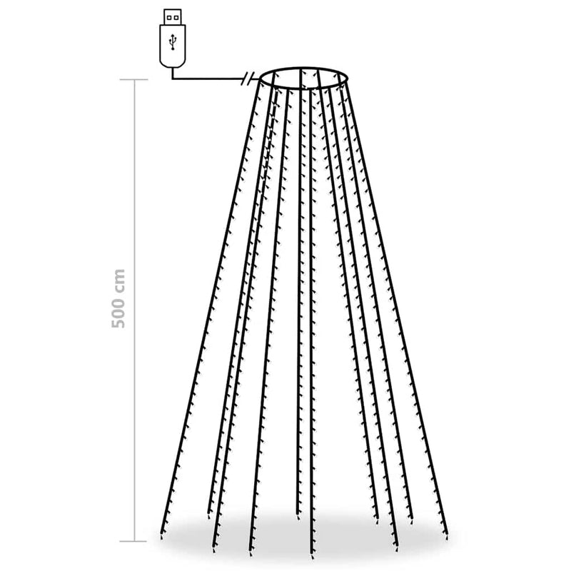 vidaXL Tree Lights with 500 LEDs Cold White 500 cm Indoor Outdoor