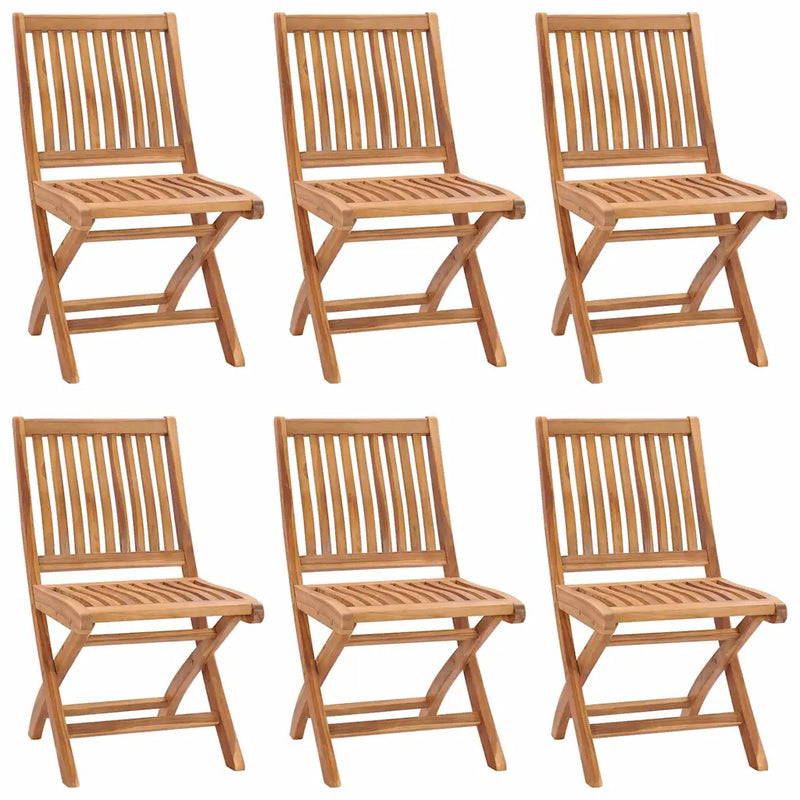 Folding Chairs 6 pcs Solid Teak Wood