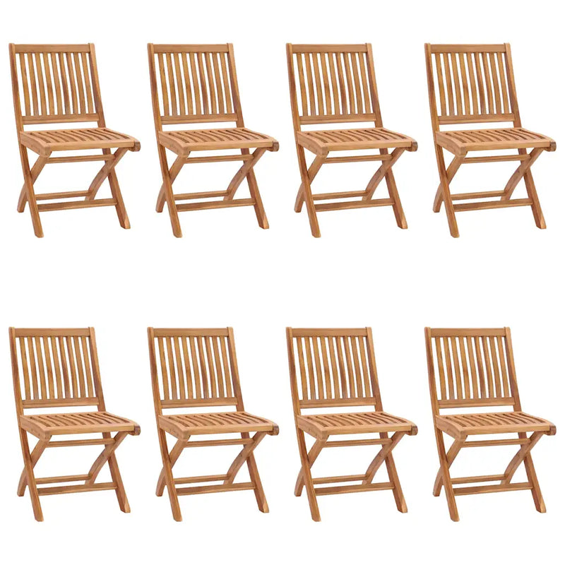 Folding Chairs 8 pcs Solid Teak Wood