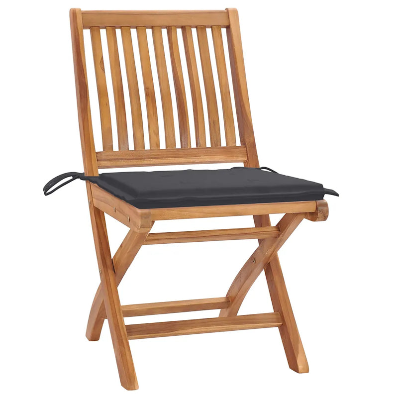 Folding Chairs with Cushions 4 pcs Solid Teak Wood