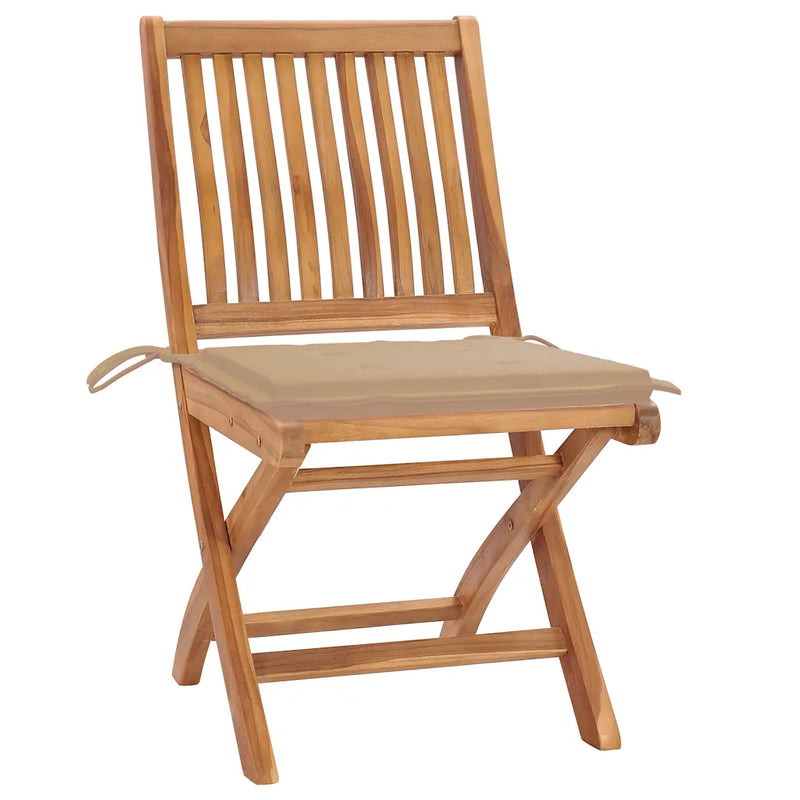 Folding Chairs with Cushions 4 pcs Solid Teak Wood