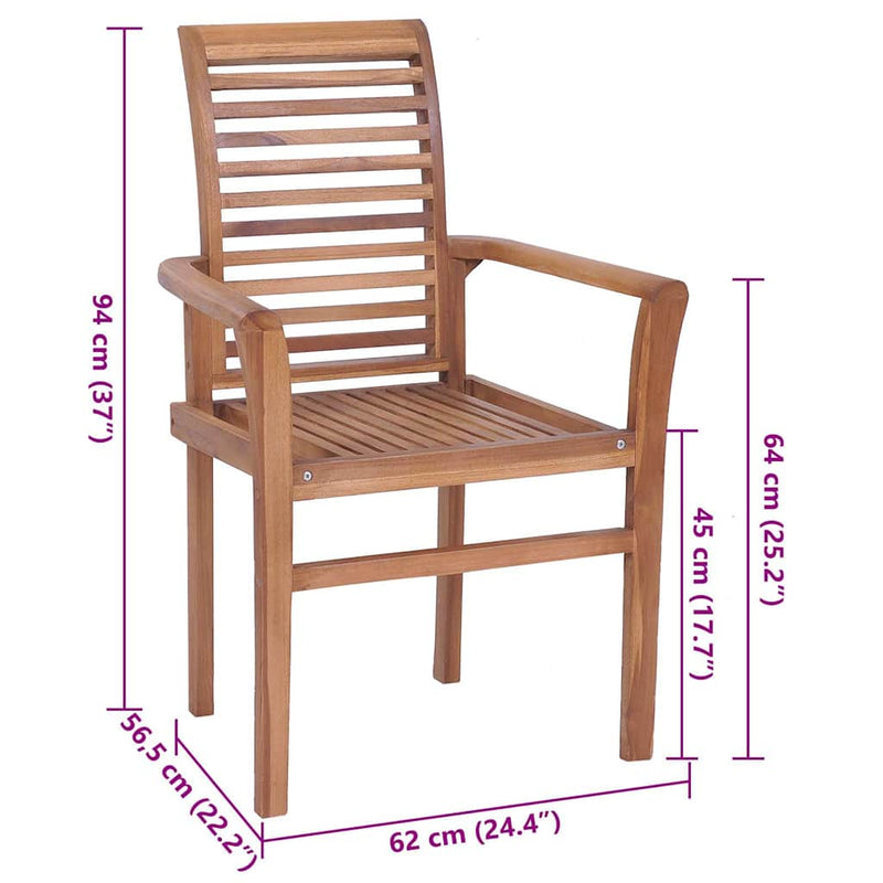 vidaXL Dining Chairs 6 pcs with Anthracite Cushions Solid Teak Wood