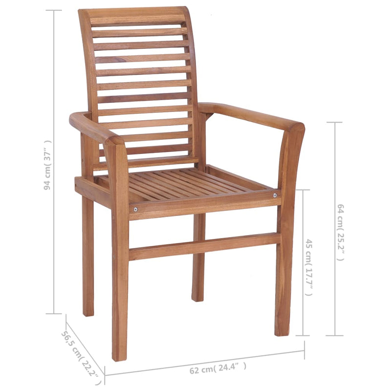 vidaXL Dining Chairs 6 pcs with Anthracite Cushions Solid Teak Wood